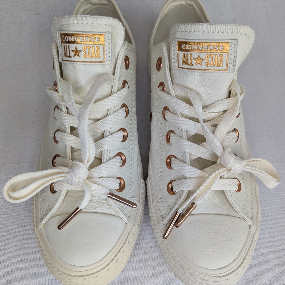 Converse All Star White Leather Sneakers Women Size 8
